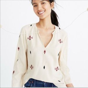 Madewell Embroidered 100% silk Top